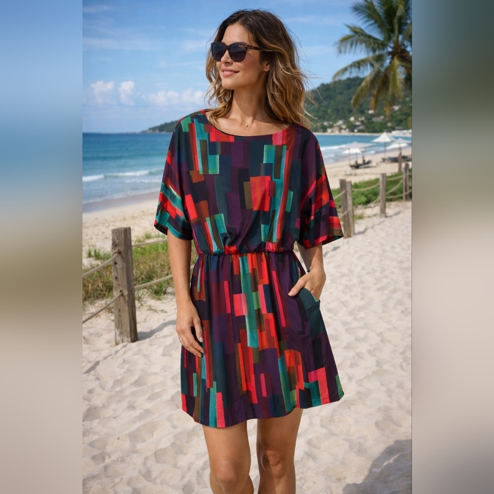Trina Turk Colorful Geometric Dress Size 6 NWT